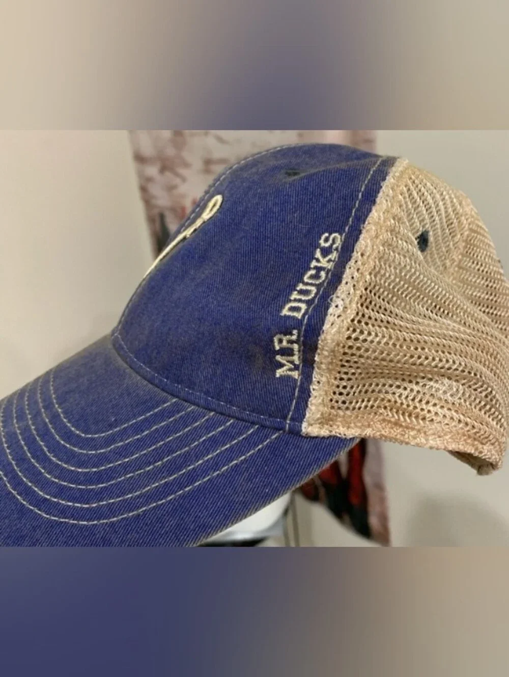 Blue Denim Fishing Hook Logo Baseball Mesh Cap- Unisex Style
